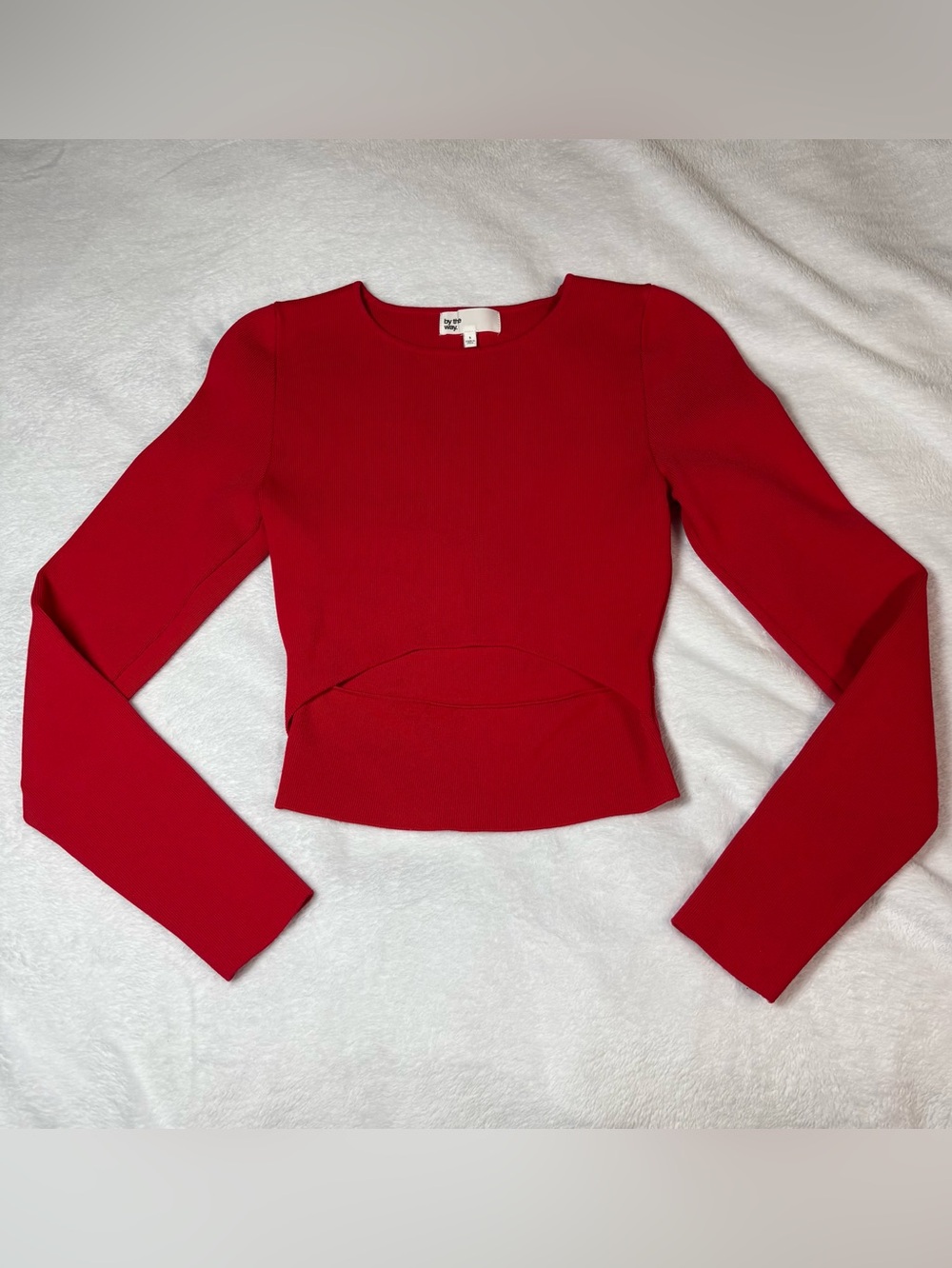 By the Way Red Long Sleeve Cutout Crop Top Size Small